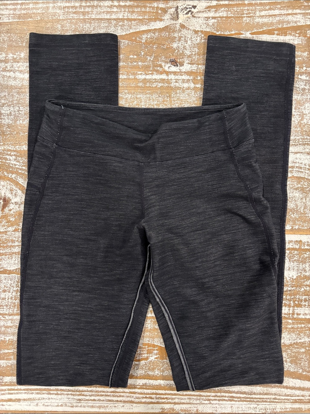 Vintage Lululemon Straight Leg Luon Yoga Pants Black Heathered Size 4 Rare OG